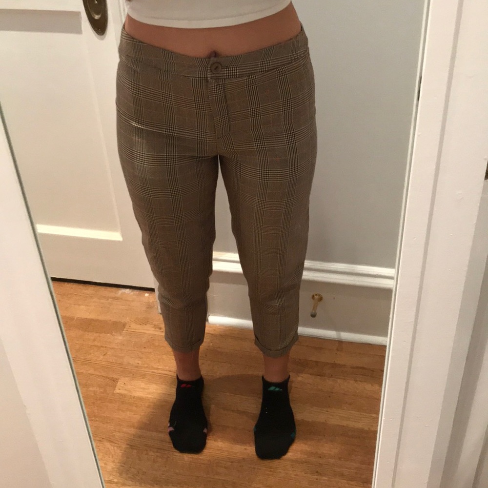 Petite Checked Tapered Trousers